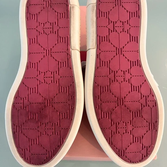 kate spade White Sneakers with Burgundy Stripe Detail - Picture 7 of 9